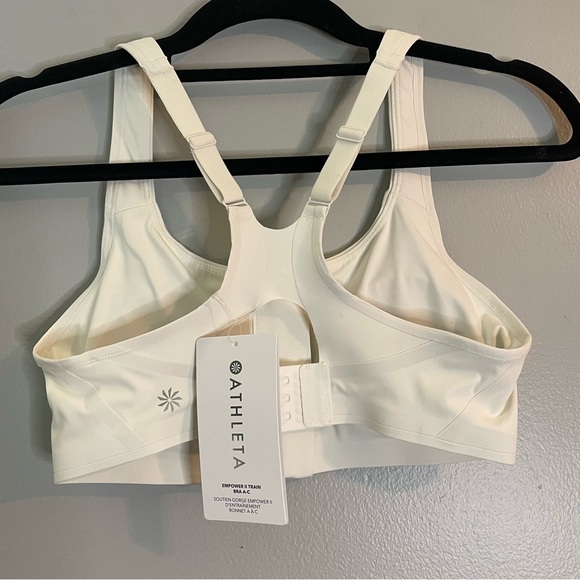 ATHLETA NWT ADVANCE ZIP FRONT SPORT BRA SZ/XS CREAM COLOR - Picture 3 of 7